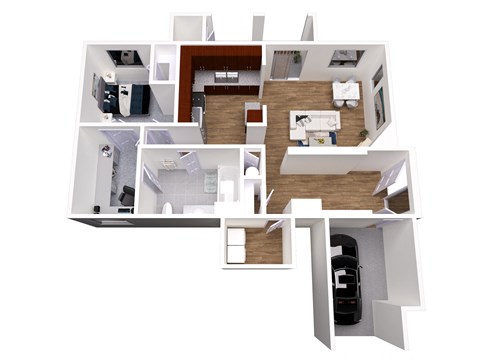Floor plan for 1 bed, 1 bath, 1006 sqft